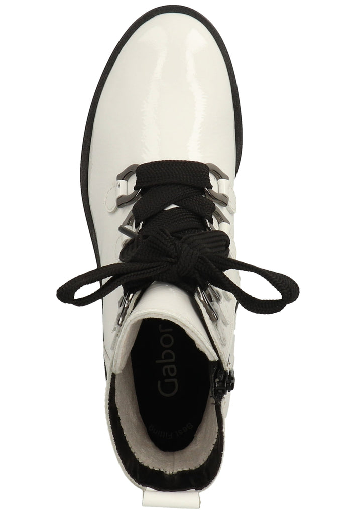 Gabor Stiefelette Leder Weiß/Schwarz - surf4shoes
