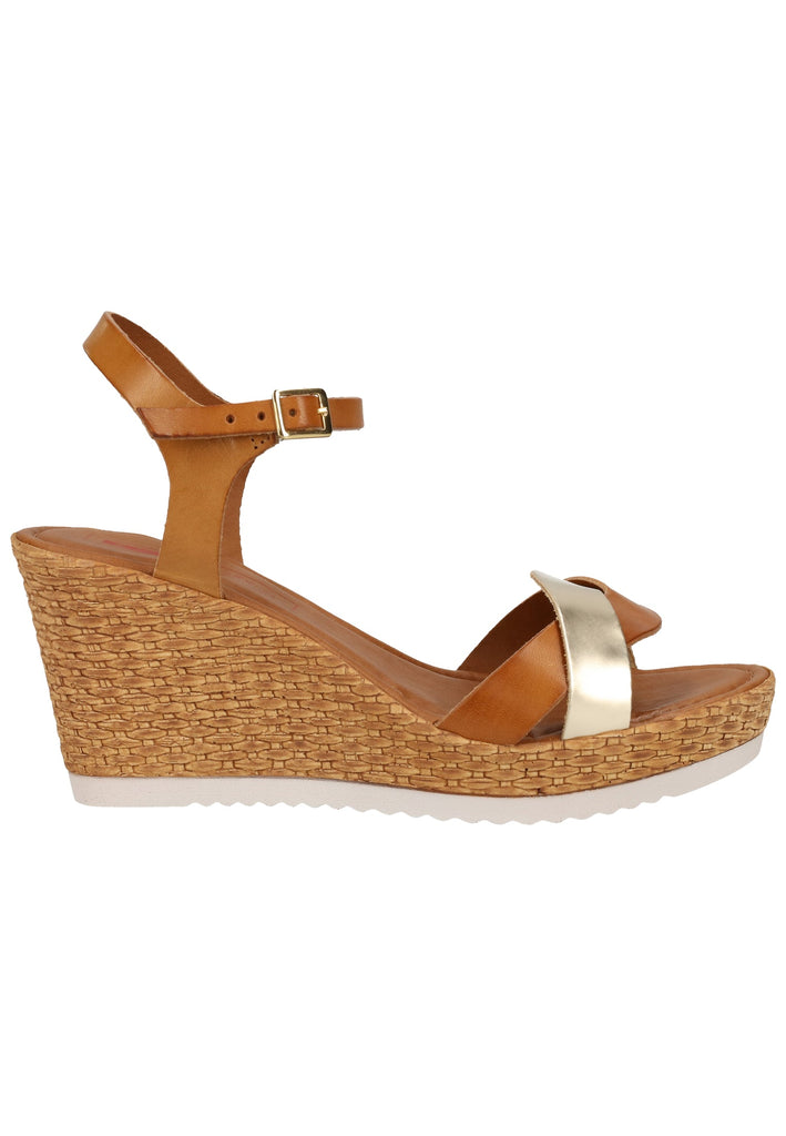 s.Oliver Sandalen Leder Braun/Gold - surf4shoes