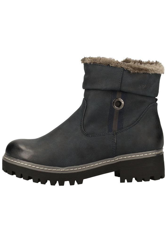 s.Oliver Stiefelette Lederimitat Navy Warmfutter - surf4shoes
