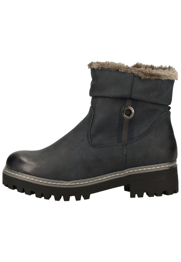 s.Oliver Stiefelette Lederimitat Navy Warmfutter - surf4shoes