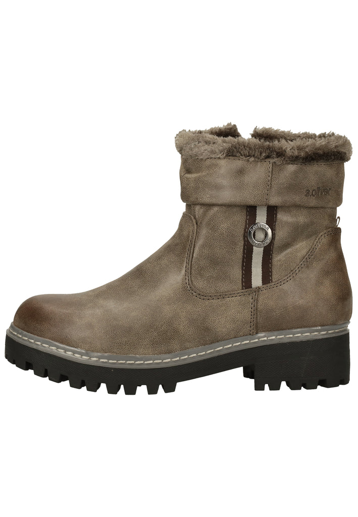 s.Oliver Stiefelette Lederimitat Dunkelgrau Warmfutter - surf4shoes