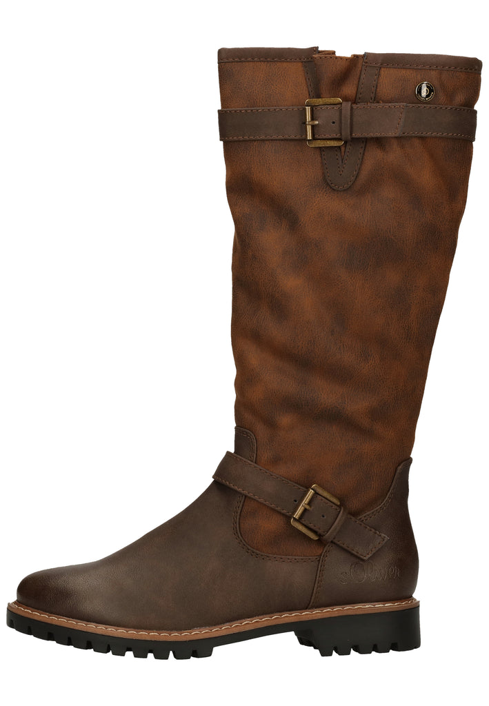 s.Oliver Stiefel Lederimitat Dunkelbraun Warmfutter - surf4shoes