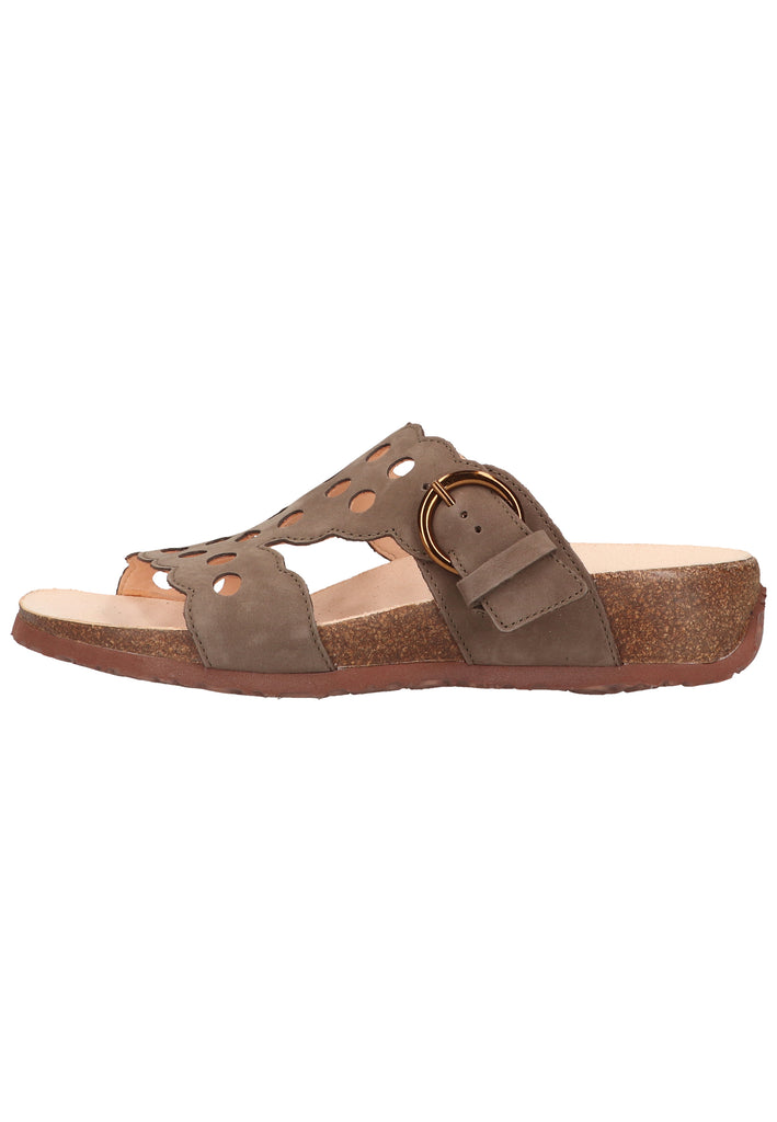 Think! Pantoletten Nubukleder Oliv - surf4shoes