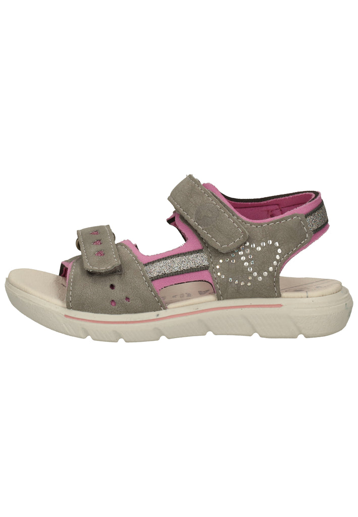 Ricosta Sandalen Lederimitat/Textil Grau/Rosa - surf4shoes
