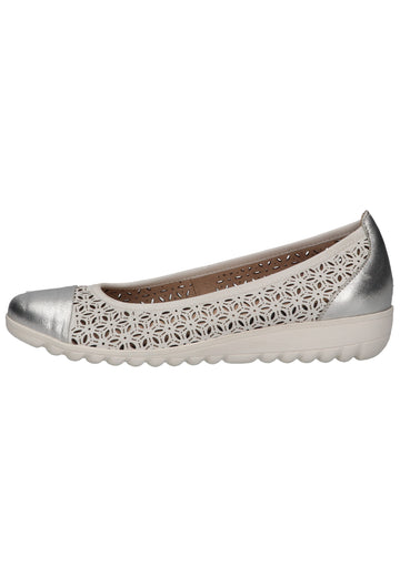 Caprice Ballerinas Leder Weiß/Silber - surf4shoes