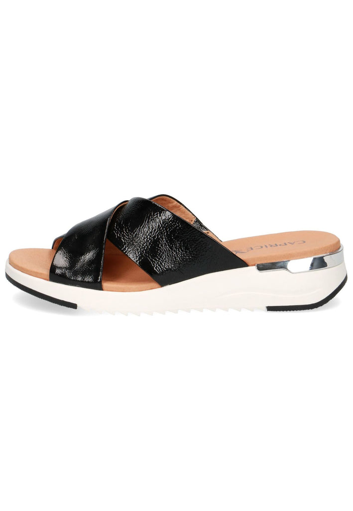 Caprice Pantoletten Nappaleder Schwarz Lack - surf4shoes