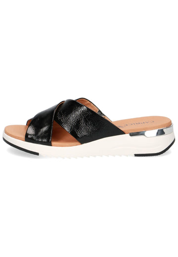 Caprice Pantoletten Nappaleder Schwarz Lack - surf4shoes