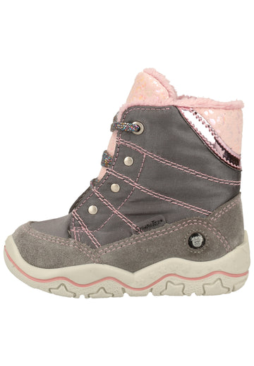 Pepino Stiefel Leder/Textil Grau/Rosa Warmfutter - surf4shoes