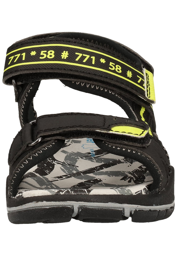 Richter Sandalen Lederimitat/Textil Schwarz/Gelb - surf4shoes