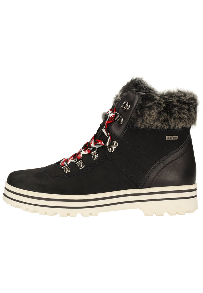 Jana Stiefelette Leder/Textil Navy Warmfutter - surf4shoes