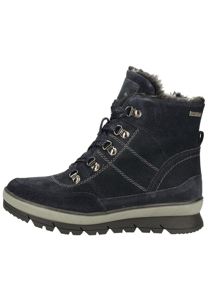 Jana Stiefelette Leder Navy Warmfutter - surf4shoes