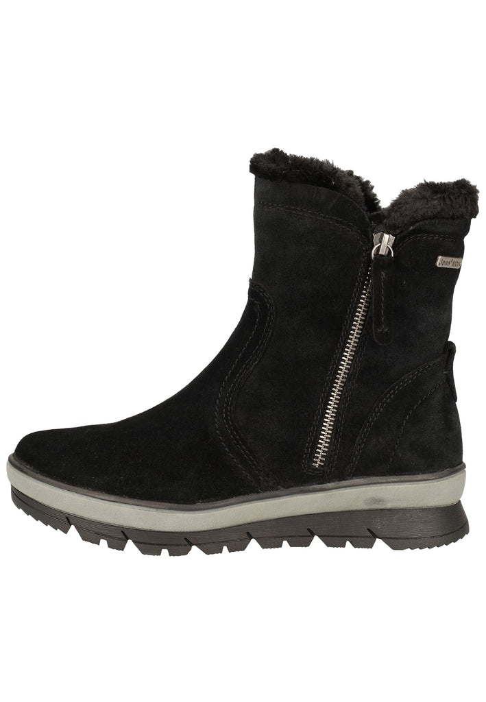 Jana Stiefelette Leder/Textil Schwarz Warmfutter - surf4shoes