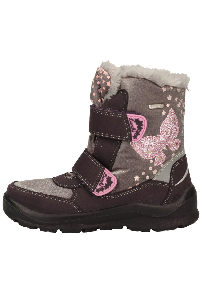 Lurchi Stiefelette Lederimitat/Textil Aubergine Warmfutter - surf4shoes