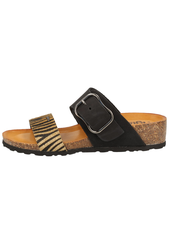 IGI&CO Pantoletten Leder/Textil Schwarz/Braun - surf4shoes