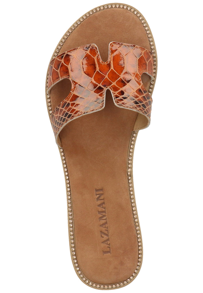 Lazamani Pantoletten Leder Cognac - surf4shoes