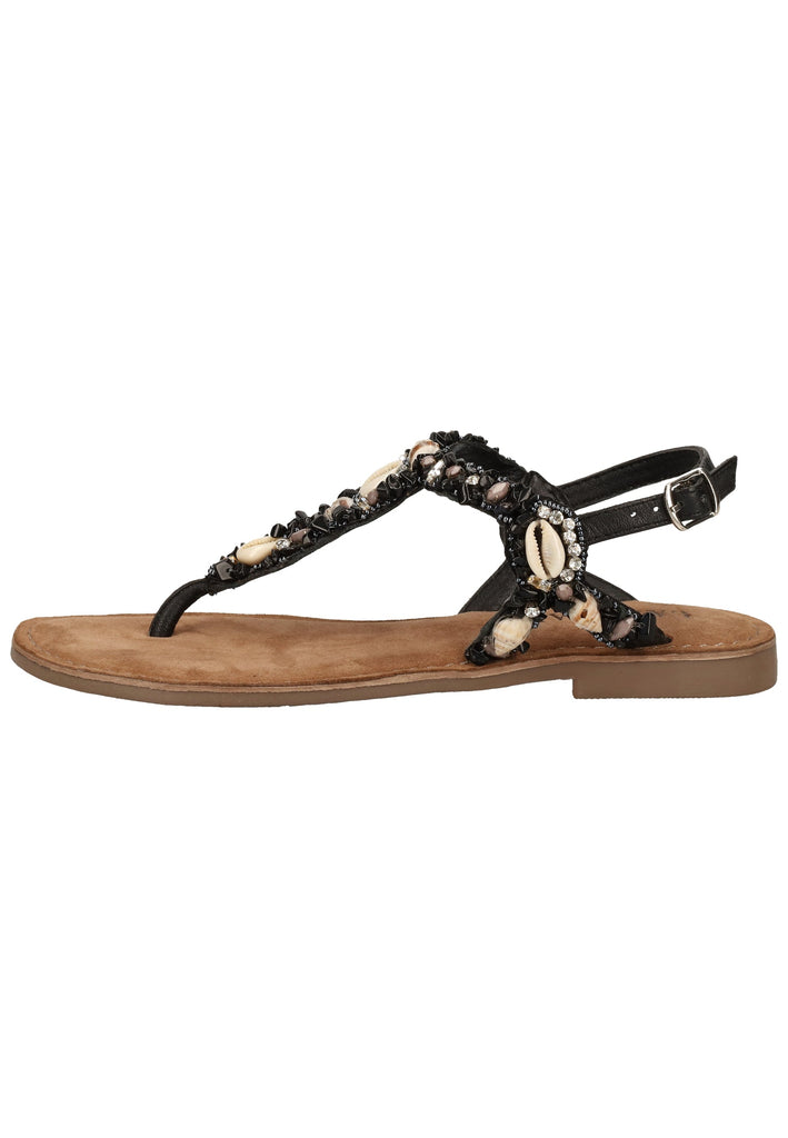 Lazamani Zehensteg Leder/Textil Schwarz - surf4shoes