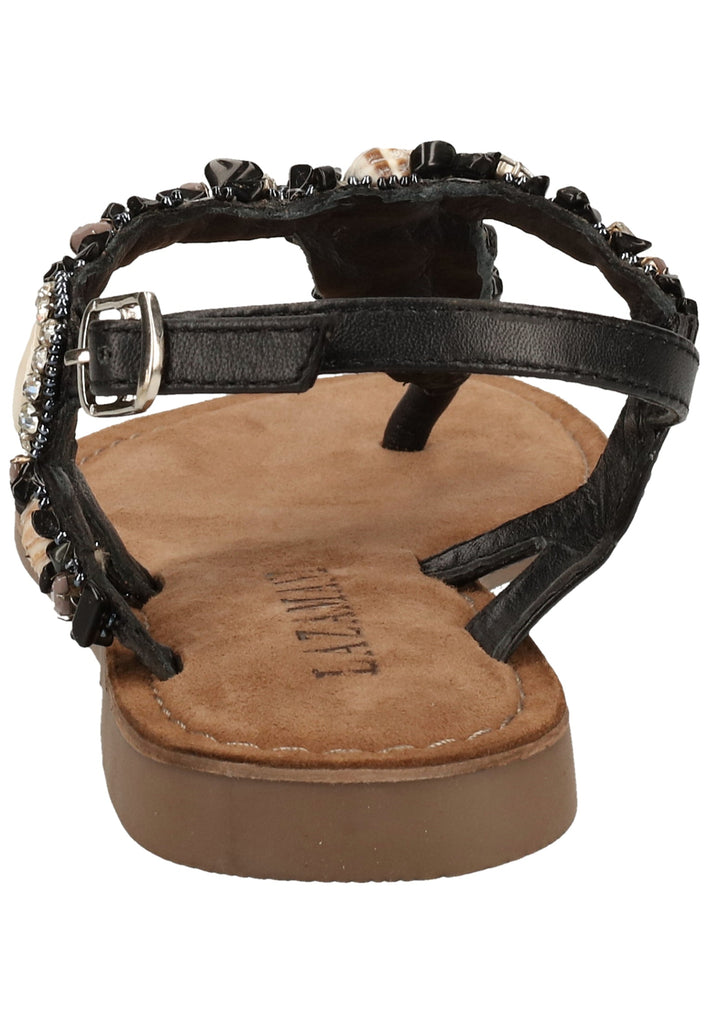 Lazamani Zehensteg Leder/Textil Schwarz - surf4shoes