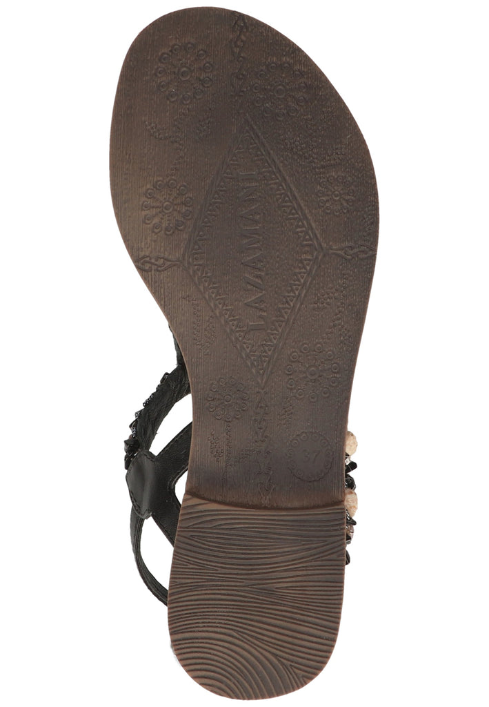 Lazamani Zehensteg Leder/Textil Schwarz - surf4shoes
