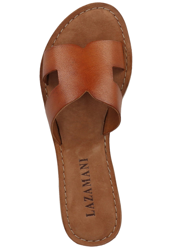Lazamani Pantoletten Leder Tan - surf4shoes