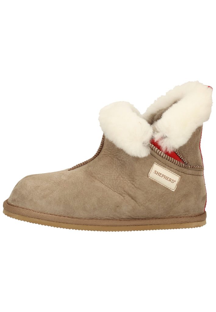 Shepherd Hausschuhe Leder Beige Warmfutter - surf4shoes