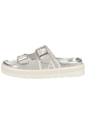Replay Pantoletten Lederimitat Silber - surf4shoes