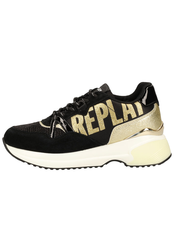Replay Sneaker Veloursleder/Textil Schwarz/Gold - surf4shoes