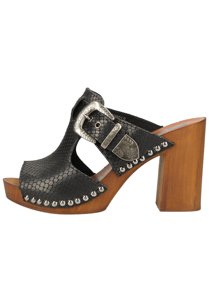 Replay Pantoletten Lederimitat Schwarz - surf4shoes