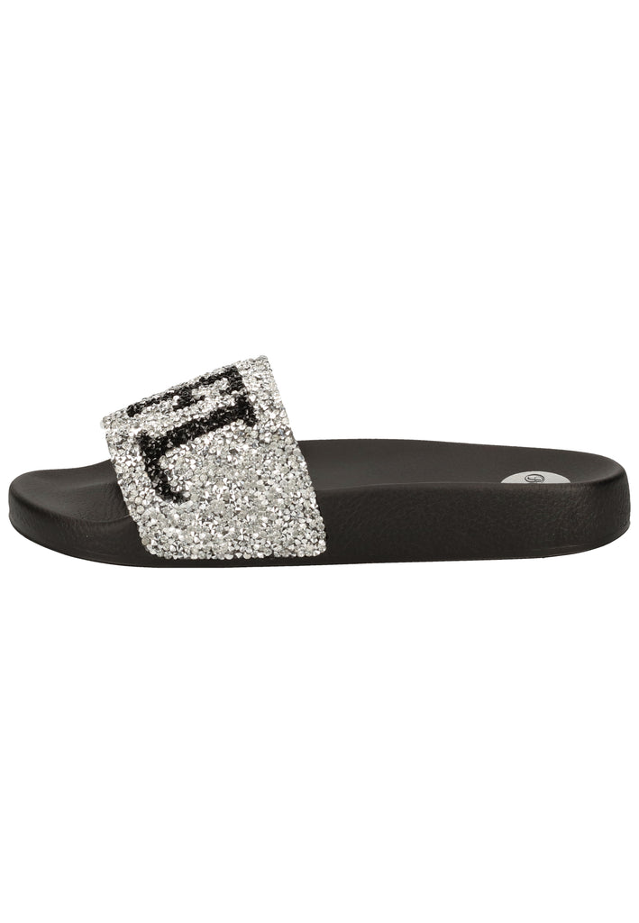 Buffalo Pantoletten Lederimitat Silber - surf4shoes