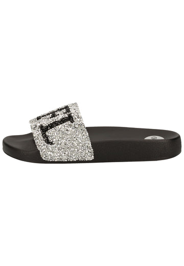 Buffalo Pantoletten Lederimitat Silber - surf4shoes