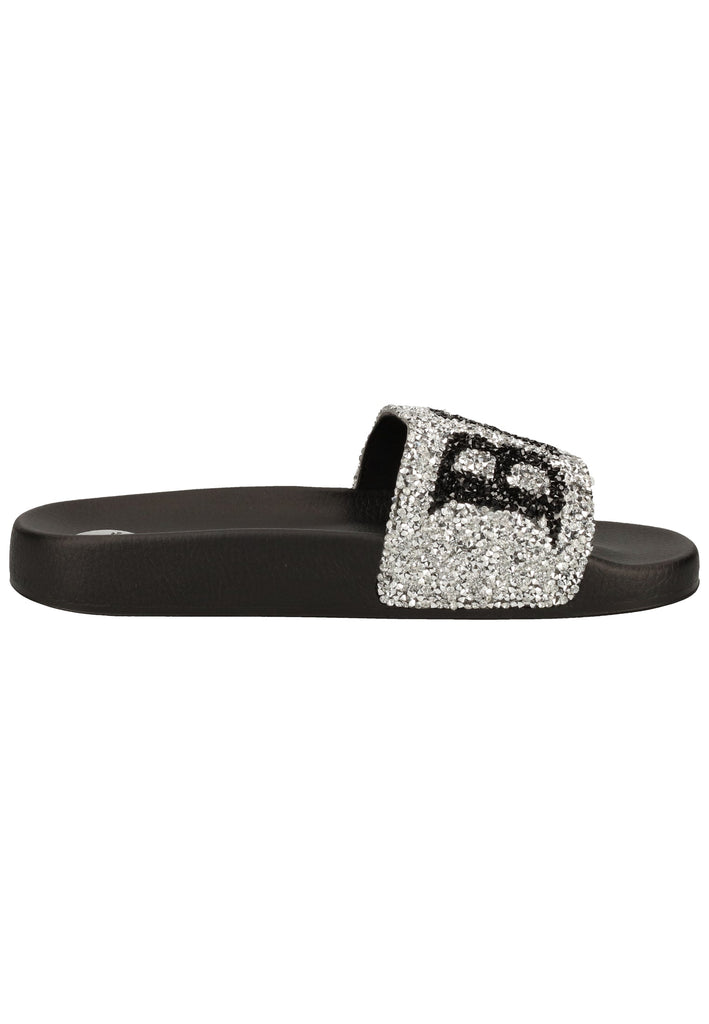 Buffalo Pantoletten Lederimitat Silber - surf4shoes