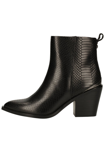 Buffalo Stiefelette Leder Struktur Schwarz - surf4shoes
