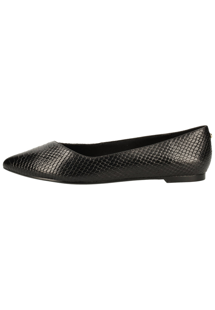 Buffalo Ballerinas Leder Struktur Schwarz - surf4shoes