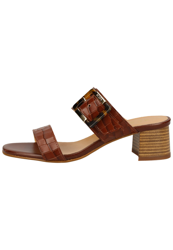 Scapa Pantoletten Leder Braun - surf4shoes