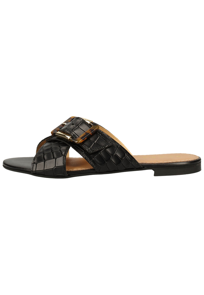 Scapa Pantoletten Leder Schwarz - surf4shoes