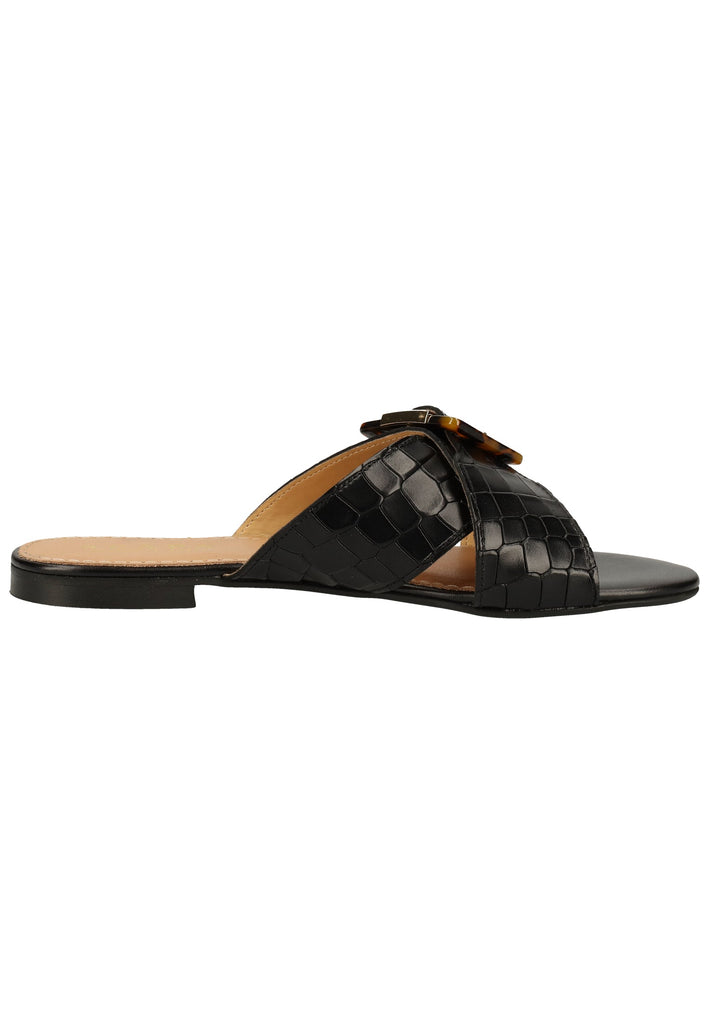 Scapa Pantoletten Leder Schwarz - surf4shoes