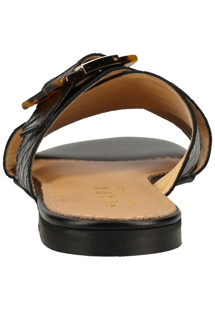 Scapa Pantoletten Leder Schwarz - surf4shoes