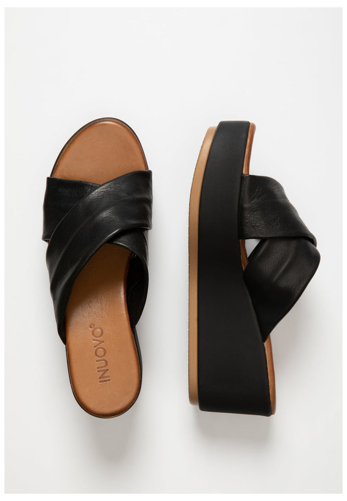 Inuovo Pantoletten Leder Schwarz - surf4shoes