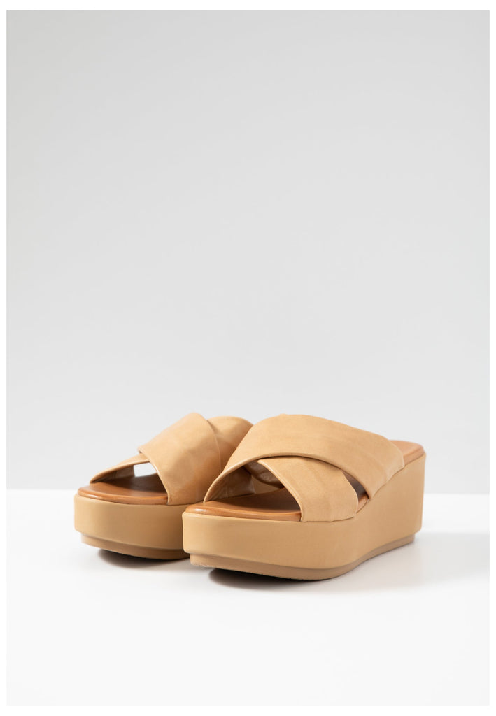 Inuovo Pantoletten Leder Hellbraun - surf4shoes