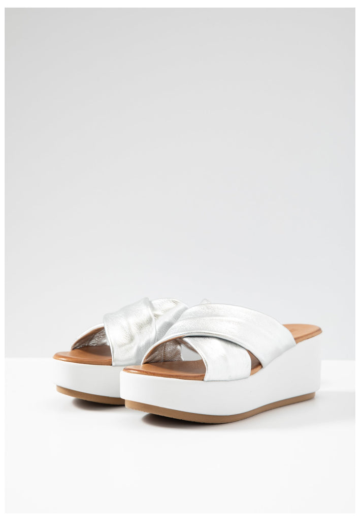 Inuovo Pantoletten Leder Silber - surf4shoes