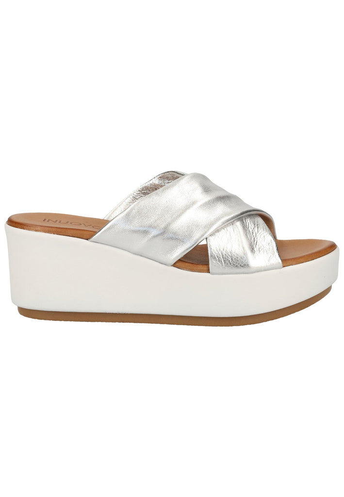 Inuovo Pantoletten Leder Silber - surf4shoes