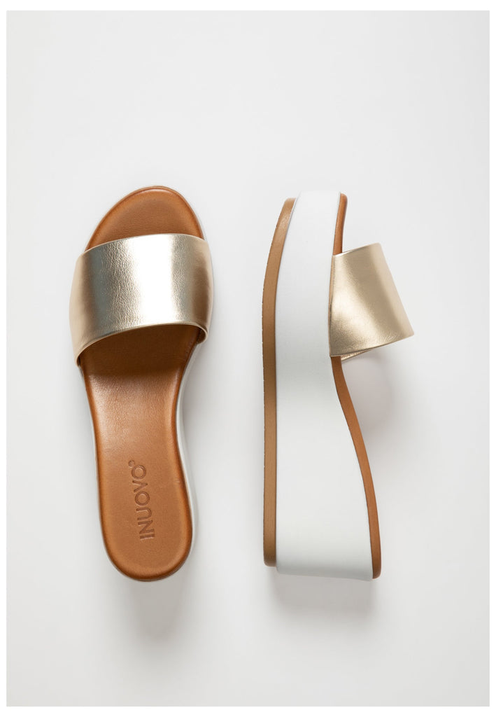 Inuovo Pantoletten Leder Gold - surf4shoes