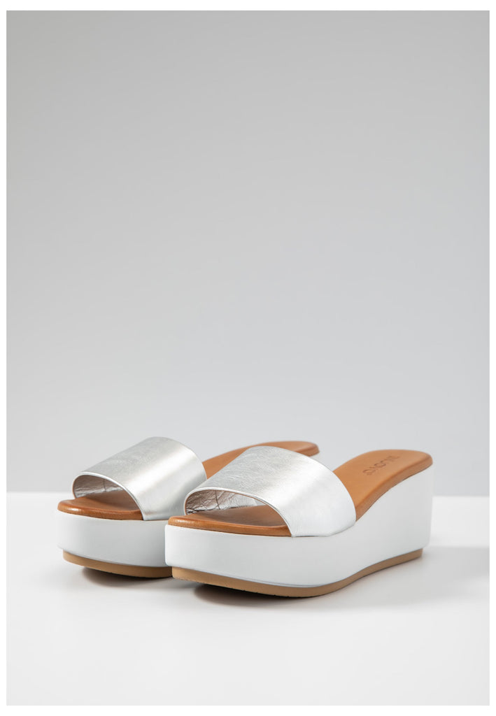 Inuovo Pantoletten Leder Silber - surf4shoes