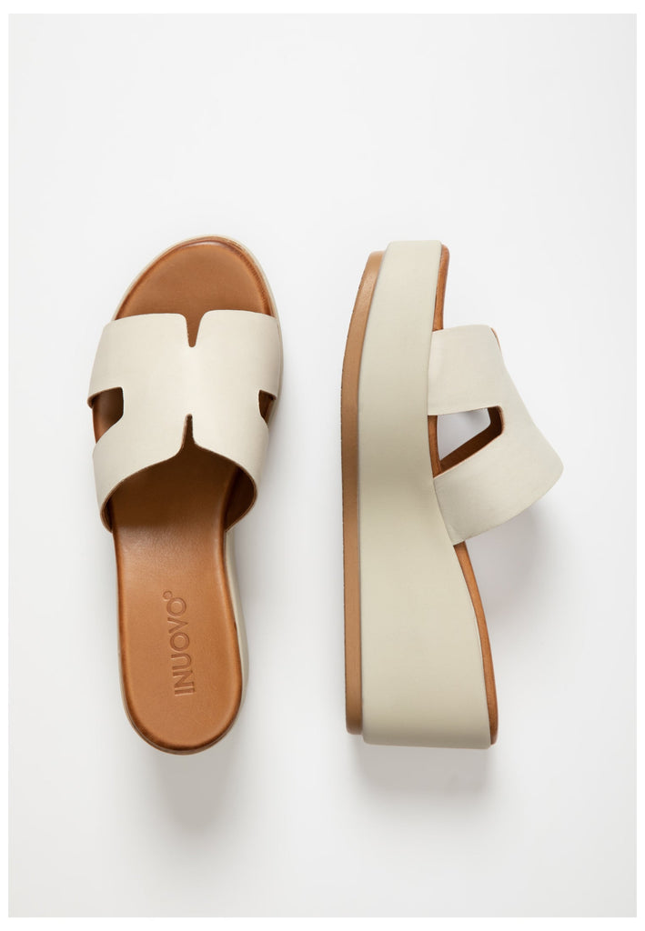 Inuovo Pantoletten Leder Beige - surf4shoes