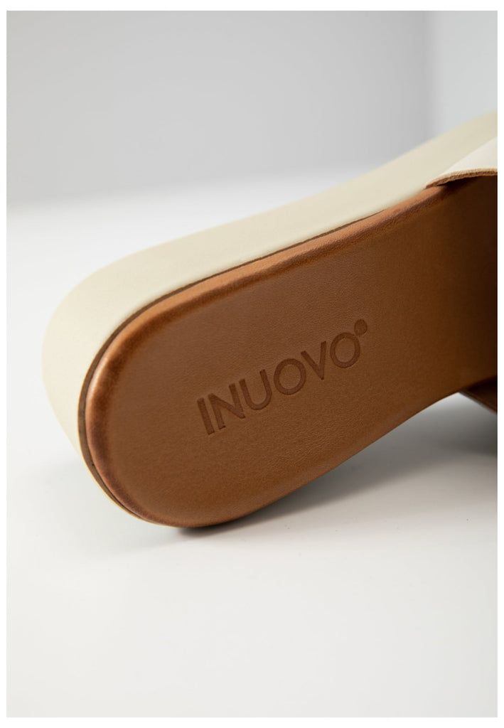 Inuovo Pantoletten Leder Beige - surf4shoes