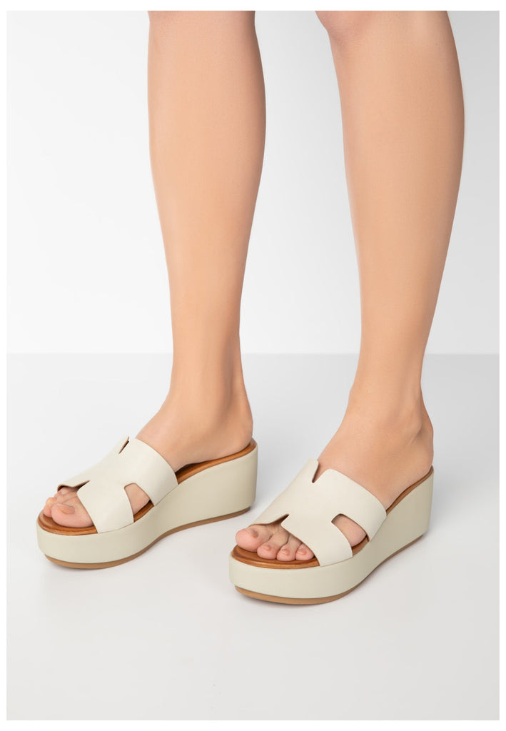 Inuovo Pantoletten Leder Beige - surf4shoes