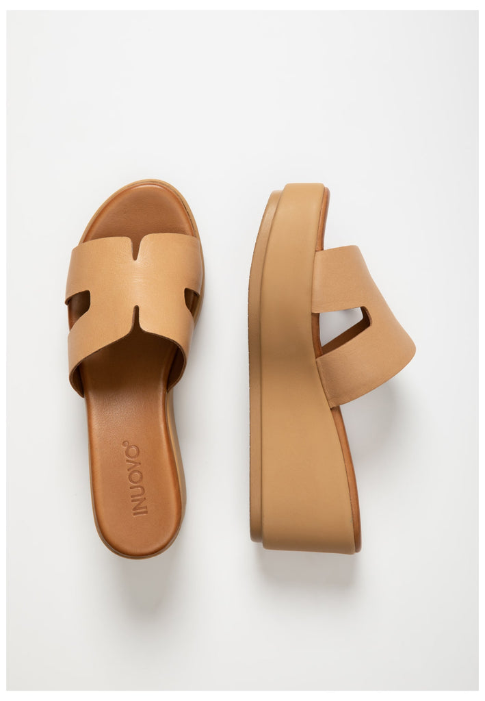 Inuovo Pantoletten Leder Hellbraun - surf4shoes