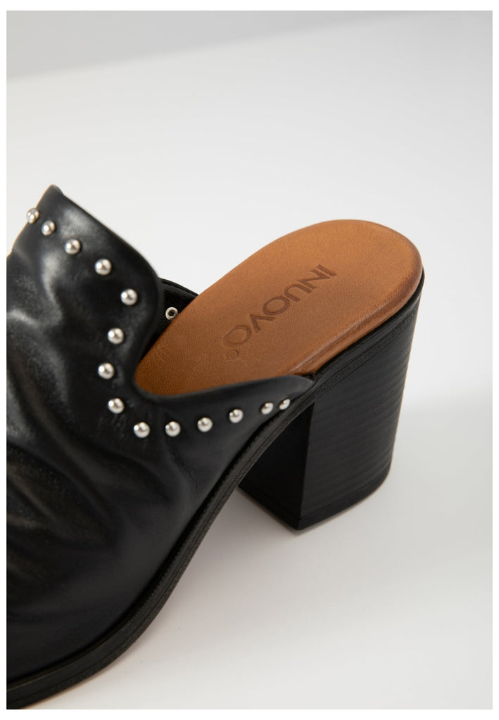 Inuovo Pantoletten Leder Schwarz - surf4shoes