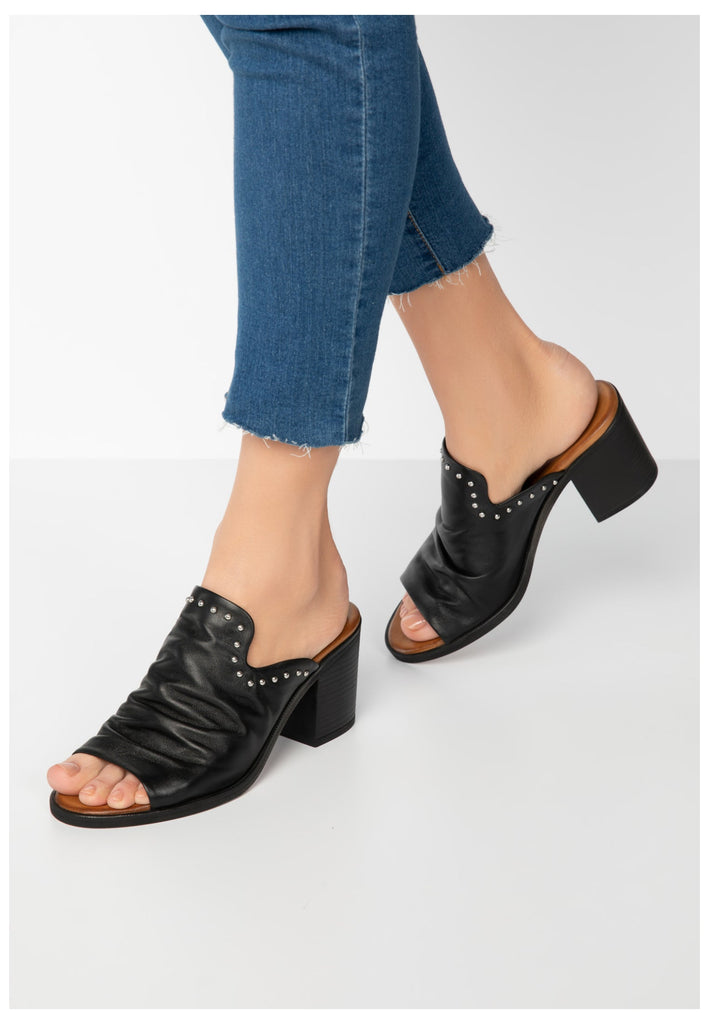 Inuovo Pantoletten Leder Schwarz - surf4shoes