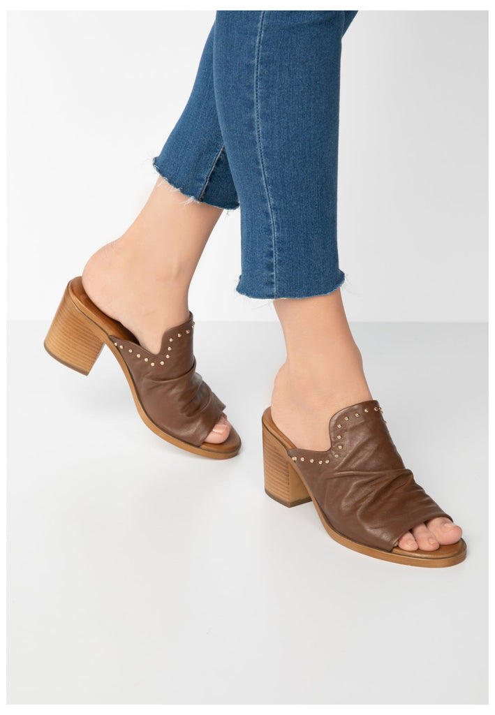 Inuovo Pantoletten Leder Dunkelbraun - surf4shoes