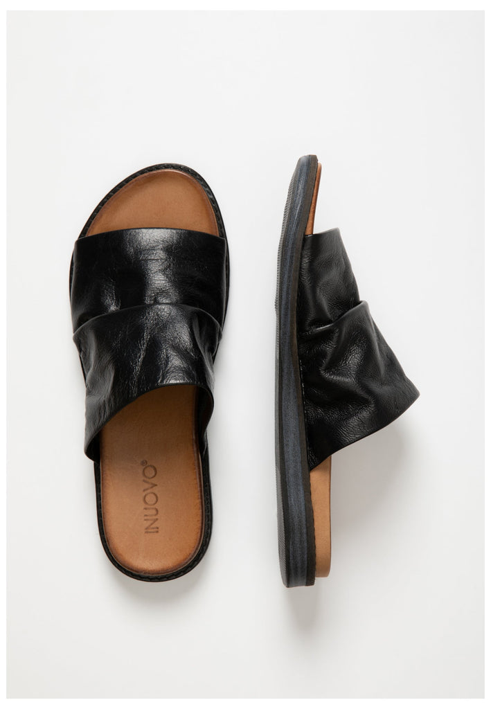 Inuovo Pantoletten Leder Schwarz - surf4shoes